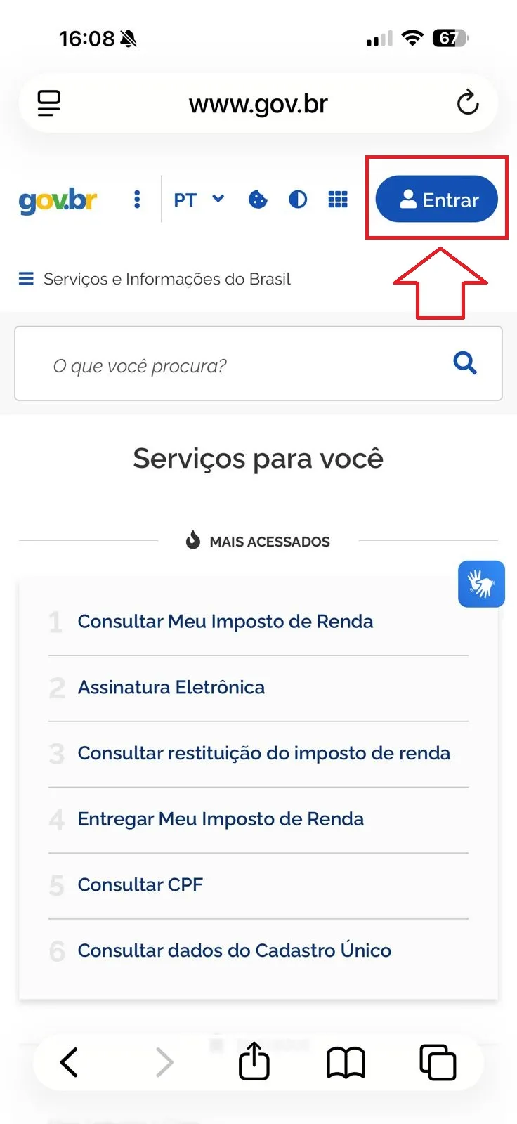 Passo 1: Acesse o Portal Gov.br