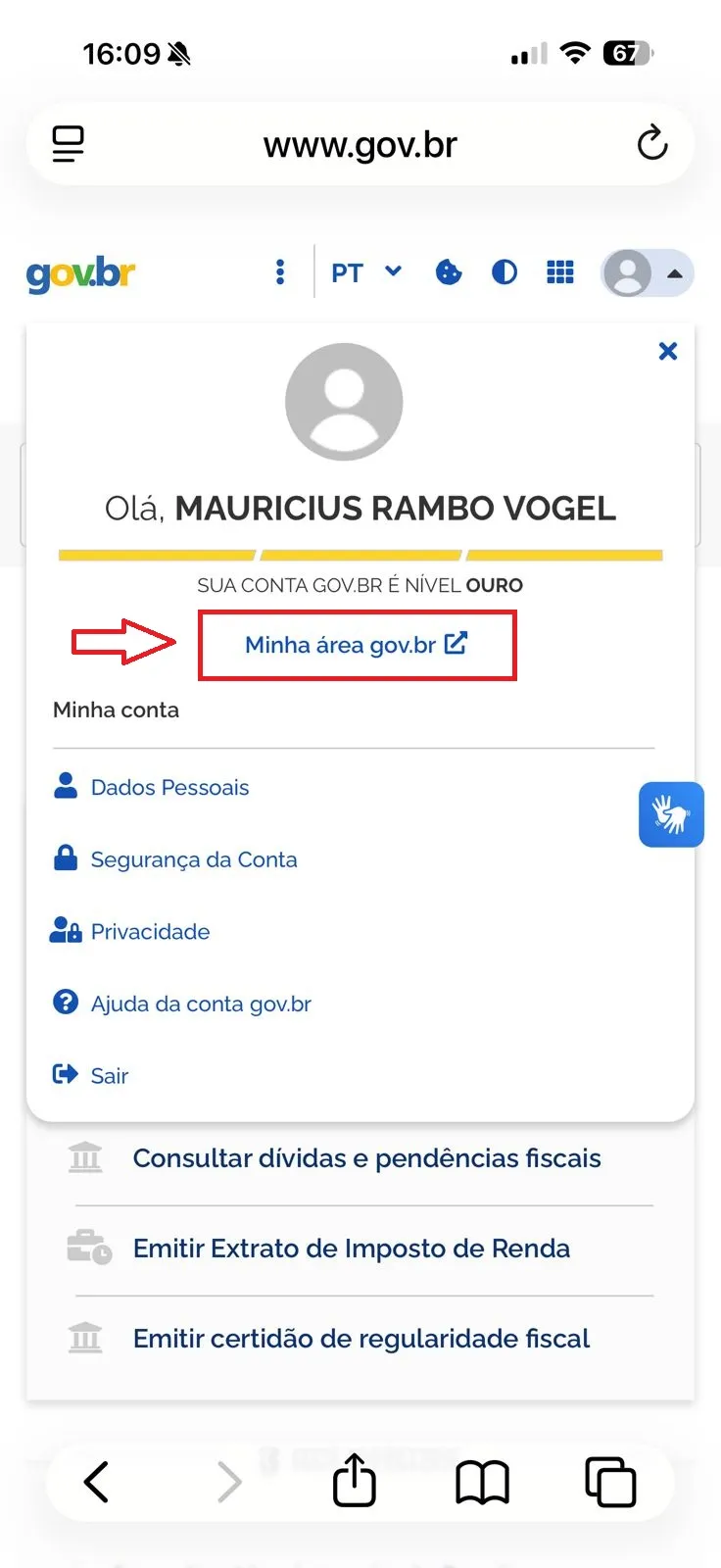 Passo 2: Acesse sua Área Pessoal