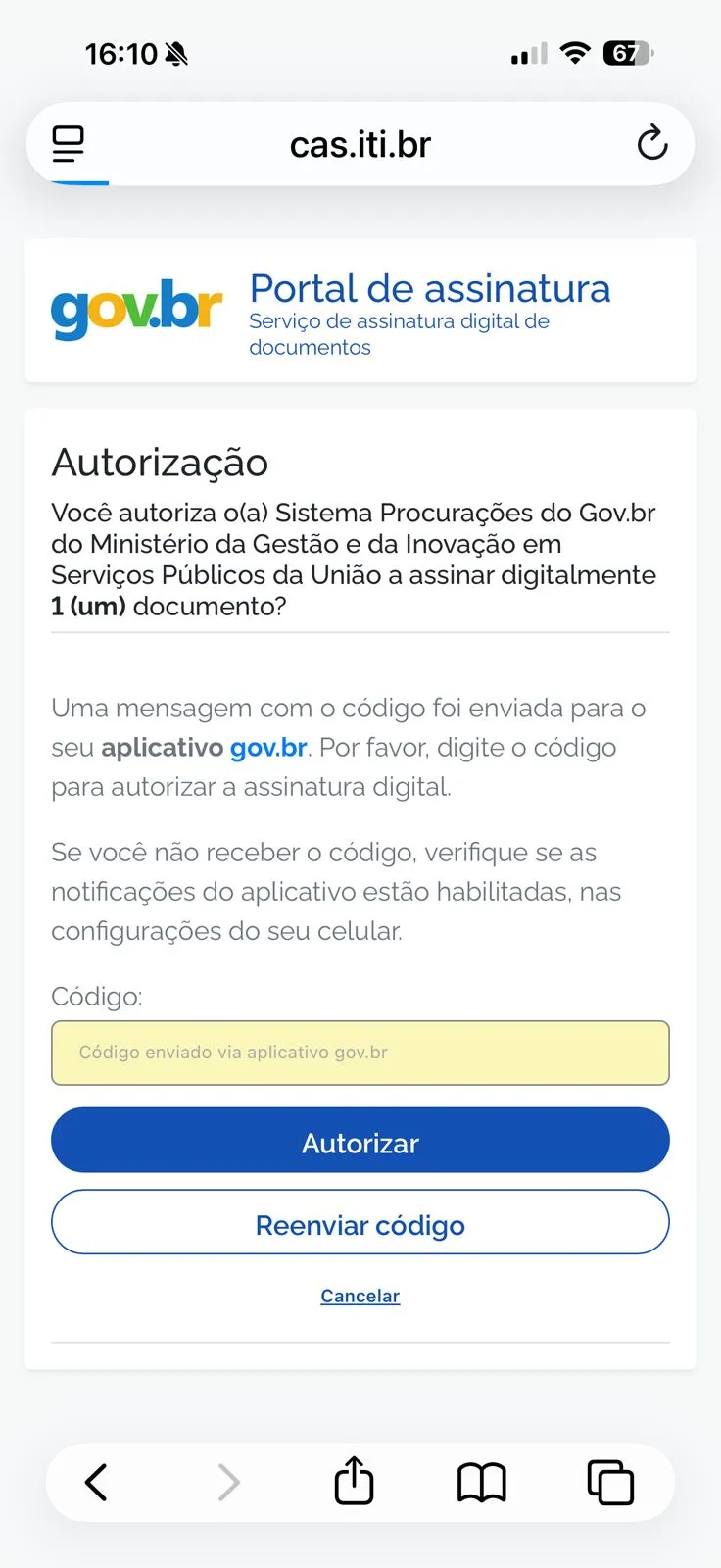 Passo 9: Autorização Final